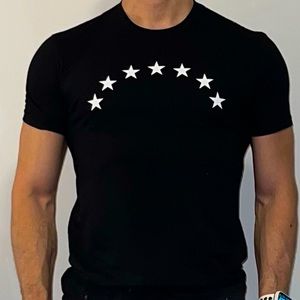 Black T-shirt with white stars